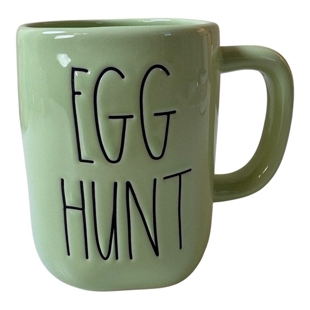 Rae Dunn EGG HUNT Easter Coffee Mug Pea Green Stoneware Artisan Collection